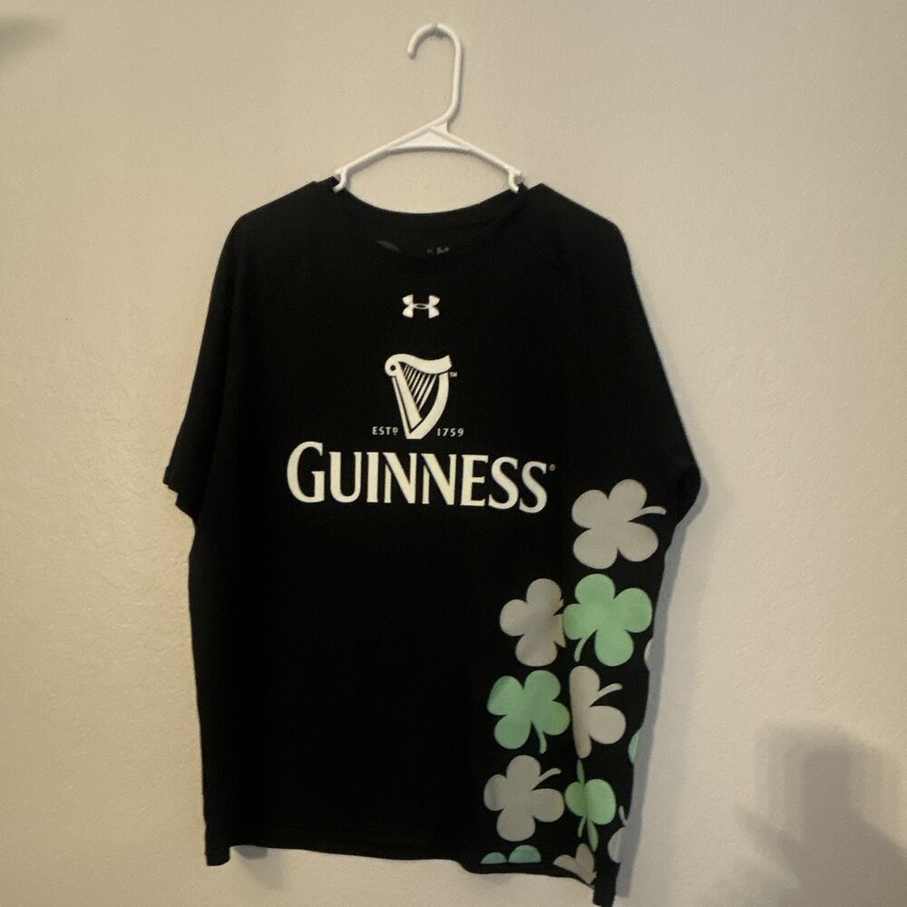 Under Armour Guinness Men's XL Black Short Sleeve Crew Neck Graphic Tee Logo